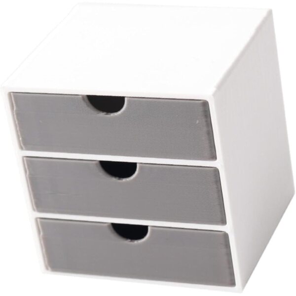 Oshhni Miniatur-Aktenschrank 1:12 mit 3 funktionierenden Schubladen, Weißgrau