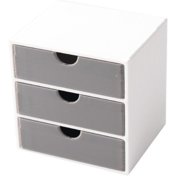 Oshhni Miniatur-Aktenschrank 1:12 mit 3 funktionierenden Schubladen, Weißgrau