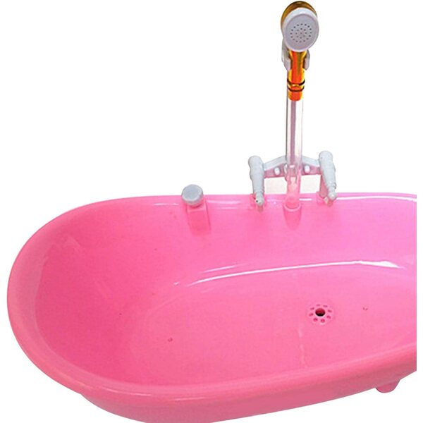 Mini-Holzbadewanne für Puppenhaus 12 Zoll Rosa SZLIFE