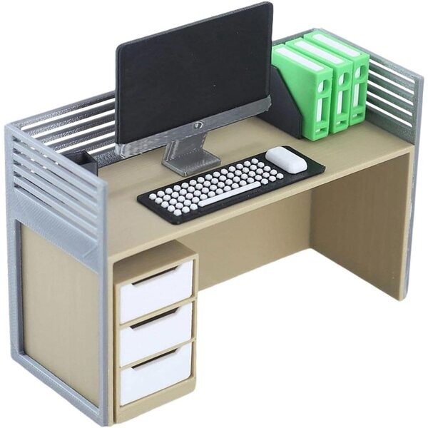 Set Miniatura Scrivania Ufficio 1:12 con Accessori per Casa delle Bambole