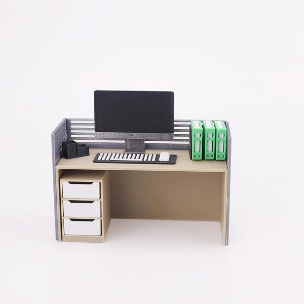 Set Miniatura Scrivania Ufficio 1:12 con Accessori per Casa delle Bambole