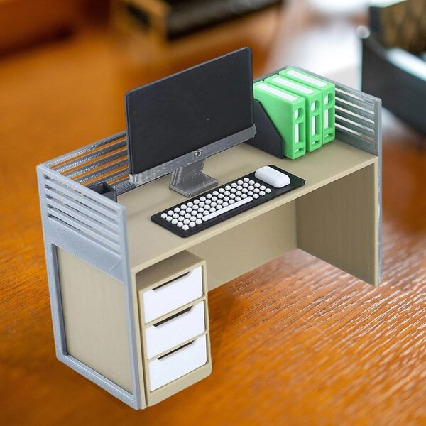 Set Miniatura Scrivania Ufficio 1:12 con Accessori per Casa delle Bambole