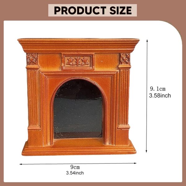 Caminetto in Miniatura per Casa delle Bambole 1:12 in Legno, Decorazione Vintage