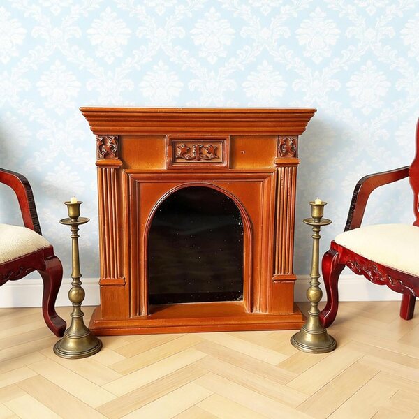 Caminetto in Miniatura per Casa delle Bambole 1:12 in Legno, Decorazione Vintage