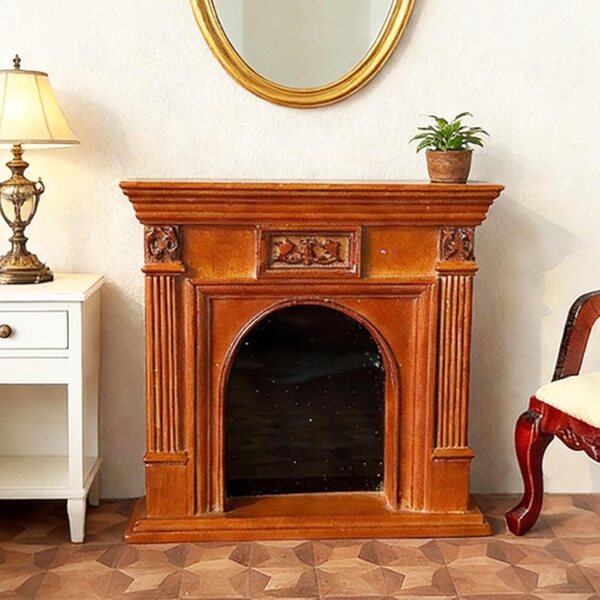 Caminetto in Miniatura per Casa delle Bambole 1:12 in Legno, Decorazione Vintage