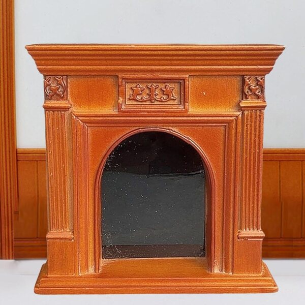 Caminetto in Miniatura per Casa delle Bambole 1:12 in Legno, Decorazione Vintage