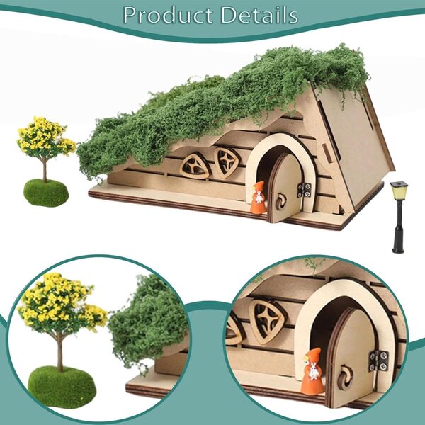 DIY-Puppenhaus-Bausatz aus dreieckigem, färbbarem Miniaturholz