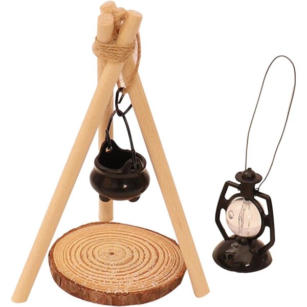 Puppenhaus-Camping-Zubehör-Set 1:12 realistisches Holz 9-teilig
