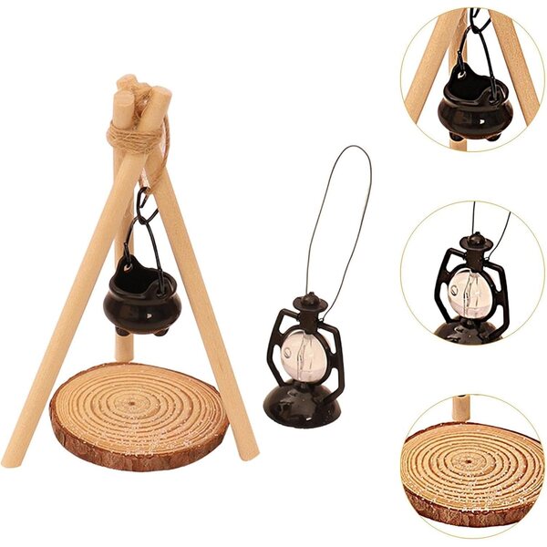 Puppenhaus-Camping-Zubehör-Set 1:12 realistisches Holz 9-teilig
