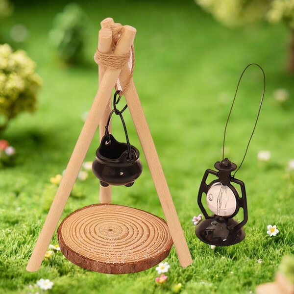 Puppenhaus-Camping-Zubehör-Set 1:12 realistisches Holz 9-teilig
