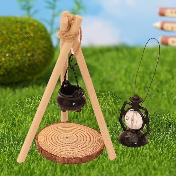 Puppenhaus-Camping-Zubehör-Set 1:12 realistisches Holz 9-teilig
