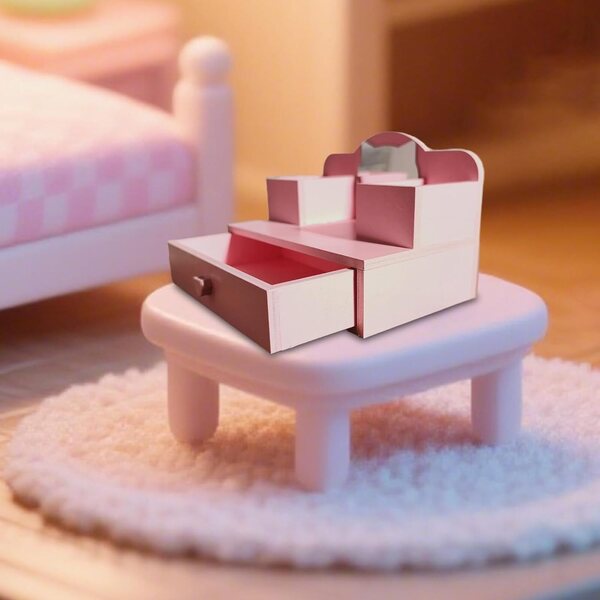 1/12 Miniatur-Schminktisch aus Holz für Puppenhaus – Qectial