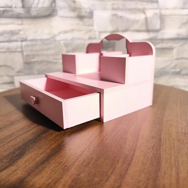 1/12 Miniatur-Schminktisch aus Holz für Puppenhaus – Qectial