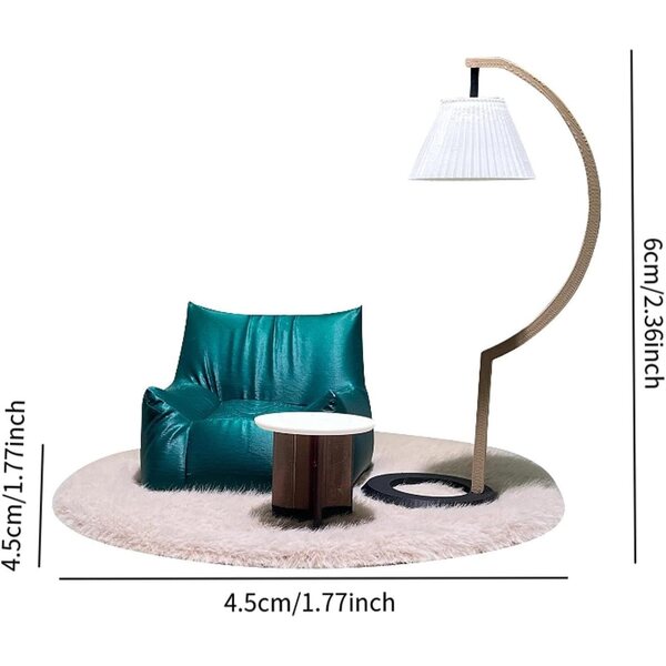1/12 Miniatur-Möbelset für Puppenhaus mit Sofa, Lampe und Couchtisch