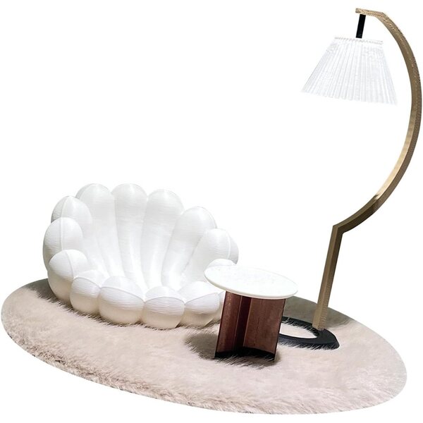 1/12 Puppenhaus-Möbelset mit Sofa, Lampe, Couchtisch und Teppich