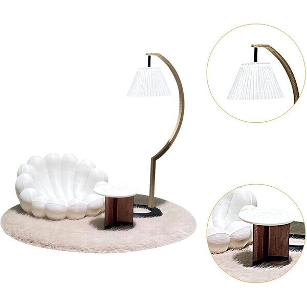 1/12 Puppenhaus-Möbelset mit Sofa, Lampe, Couchtisch und Teppich