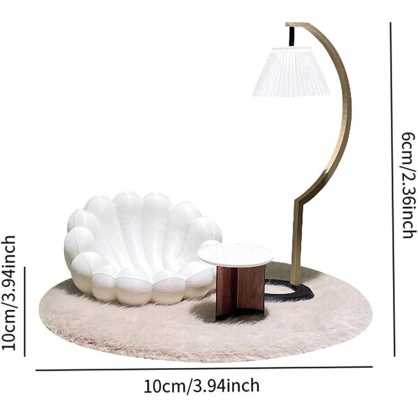 1/12 Puppenhaus-Möbelset mit Sofa, Lampe, Couchtisch und Teppich
