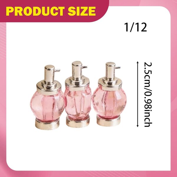 3 Mini-Parfums aus Legierung und Glas für Puppenhäuser 1:12 – dekorative Accessoires