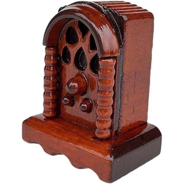 Milageto Radio Casa delle Bambole 1:12 in Legno con Altoparlante Simulato, Accessorio Decorativo