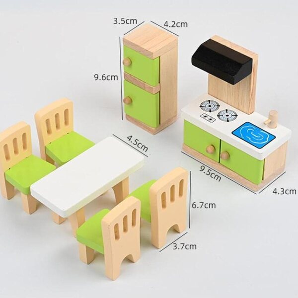 Set 27-teilige Miniatur-Holzmöbel für Puppenhäuser LeeQinersw