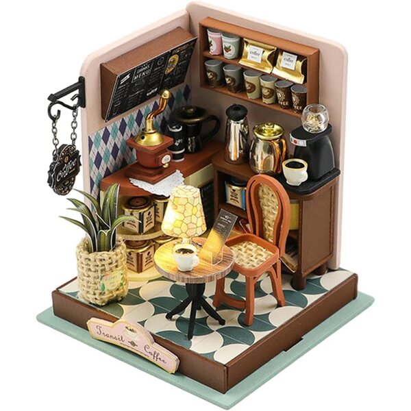 Casa delle Bambole in Miniatura in Legno con Luci LED, Mobili e Accessori da Assemblare