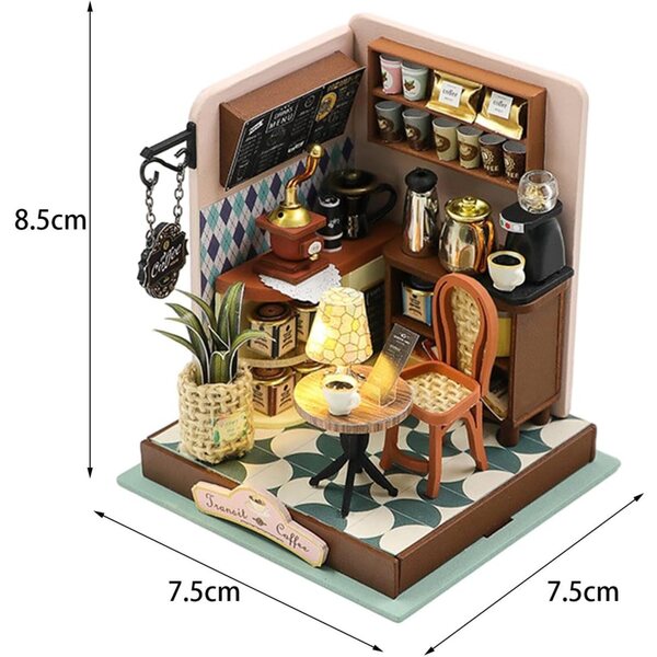 Casa delle Bambole in Miniatura in Legno con Luci LED, Mobili e Accessori da Assemblare