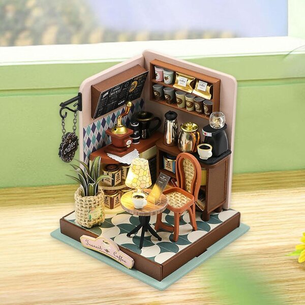 Casa delle Bambole in Miniatura in Legno con Luci LED, Mobili e Accessori da Assemblare