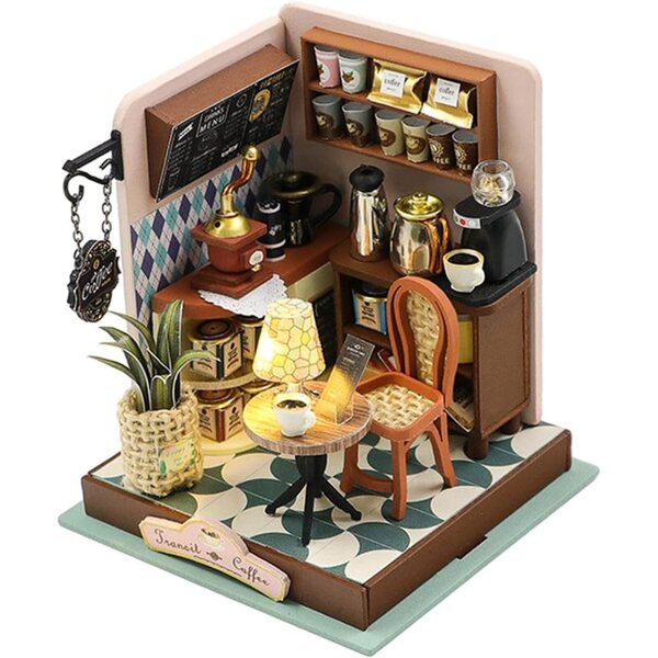 Casa delle Bambole in Miniatura in Legno con Luci LED, Mobili e Accessori da Assemblare