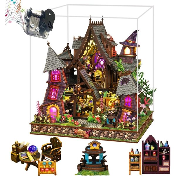 DIY 3D-Puppenhaus-Bausatz mit LED 1:24 – Detailliertes Holzpuzzle