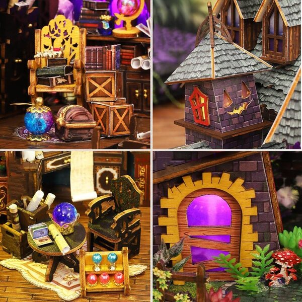 DIY 3D-Puppenhaus-Bausatz mit LED 1:24 – Detailliertes Holzpuzzle