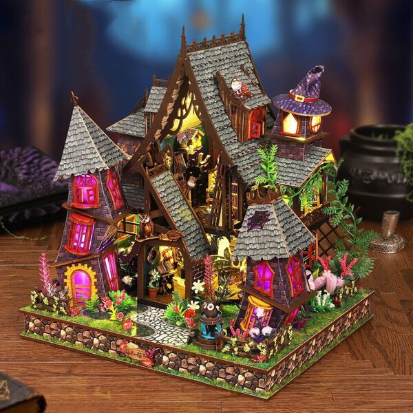 DIY 3D-Puppenhaus-Bausatz mit LED 1:24 – Detailliertes Holzpuzzle