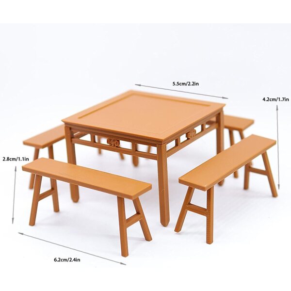 Miniature Vintage Chair and Table for Dolls House - Complete Furniture Set in PLA