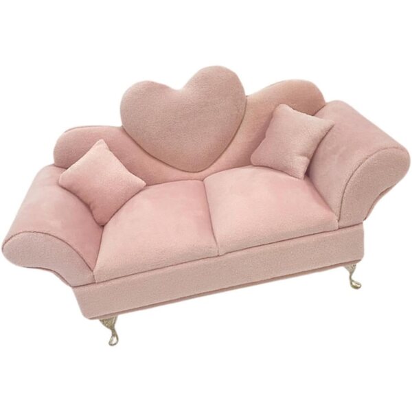 Divano Portagioie Miniatura 1/6 Rosa per Casa delle Bambole - Organizer Gioielli Elegante