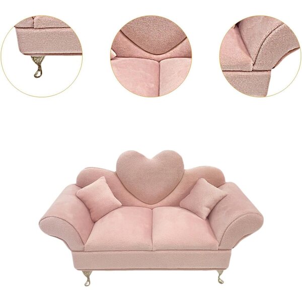 Divano Portagioie Miniatura 1/6 Rosa per Casa delle Bambole - Organizer Gioielli Elegante