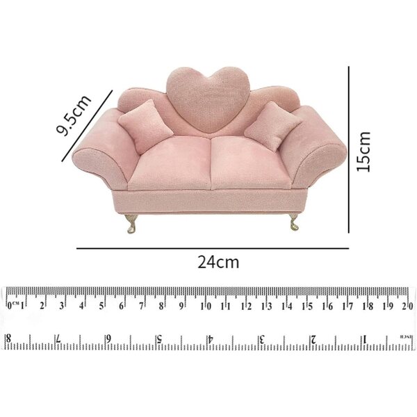 Divano Portagioie Miniatura 1/6 Rosa per Casa delle Bambole - Organizer Gioielli Elegante