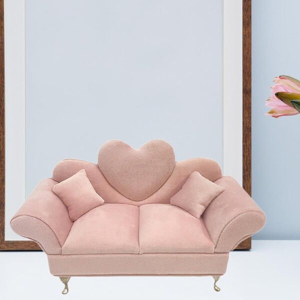 Divano Portagioie Miniatura 1/6 Rosa per Casa delle Bambole - Organizer Gioielli Elegante