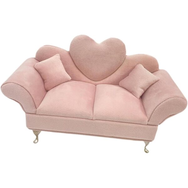 Divano Portagioie Miniatura 1/6 Rosa per Casa delle Bambole - Organizer Gioielli Elegante