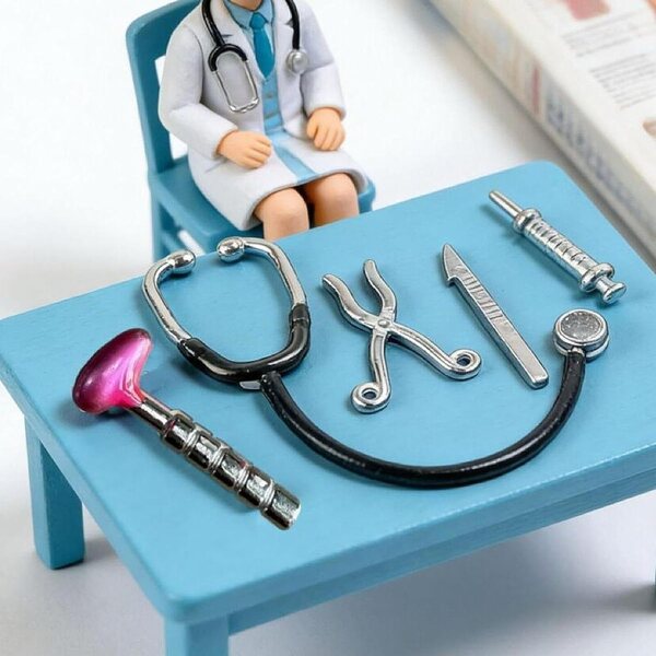 Kit Stetoscopio Miniatura Casa delle Bambole 1:12 Accessorio Medico Realistico