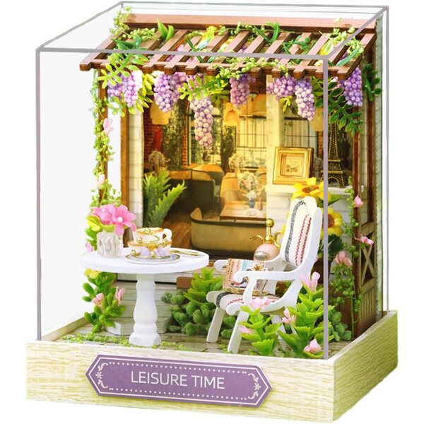 Kit Casa Miniatura in Legno con Luci e Copertura Antipolvere - Decorazione Creativa