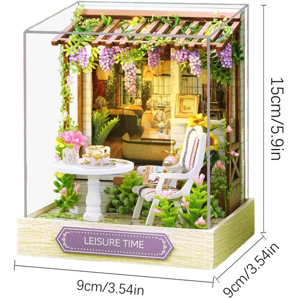 Kit Casa Miniatura in Legno con Luci e Copertura Antipolvere - Decorazione Creativa