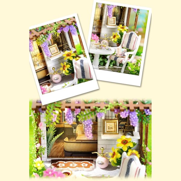 Kit Casa Miniatura in Legno con Luci e Copertura Antipolvere - Decorazione Creativa