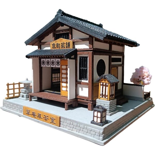 Miniatur-Ausstellungsständer für japanisches Teehaus 1:64 aus Kunstharz, detailliertes DIY-Modell