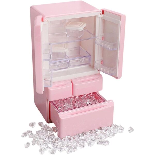 Mini Frigorifero per Casa delle Bambole 1:12 | Accessorio Giocattolo Rosa FewNvWa