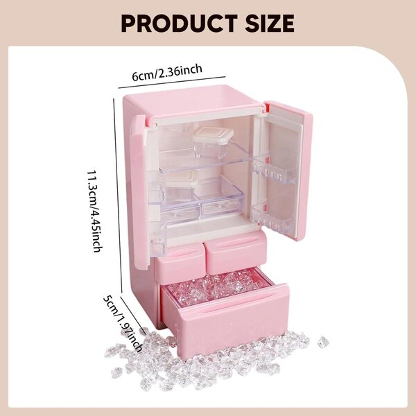 Mini Frigorifero per Casa delle Bambole 1:12 | Accessorio Giocattolo Rosa FewNvWa