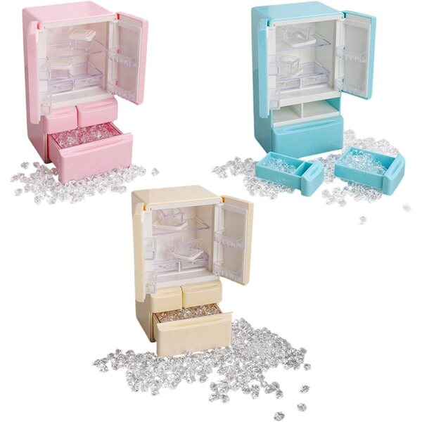 Mini Frigorifero per Casa delle Bambole 1:12 | Accessorio Giocattolo Rosa FewNvWa