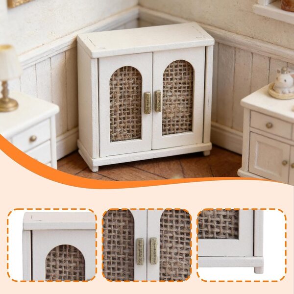 MagiDeal Mini Portaoggetti in Legno 1:12 per Casa delle Bambole, Beige, 7,2x4,5x7,2 cm