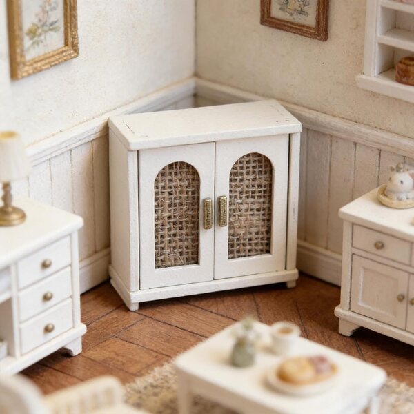 MagiDeal Mini Portaoggetti in Legno 1:12 per Casa delle Bambole, Beige, 7,2x4,5x7,2 cm