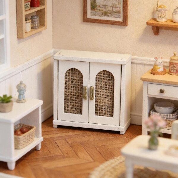 MagiDeal Mini Portaoggetti in Legno 1:12 per Casa delle Bambole, Beige, 7,2x4,5x7,2 cm