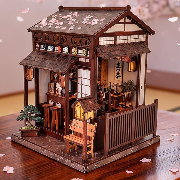 Kit fai da te Casa in Miniatura in Legno con Accessori per Bambole e Artigianato