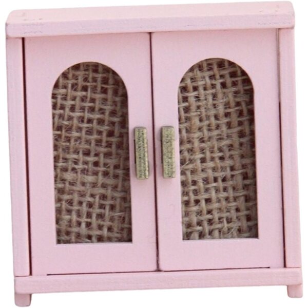 Mini-Aufbewahrungsregal aus Holz für Puppenhaus 1:12 – Detaillierte rosa Dekoration